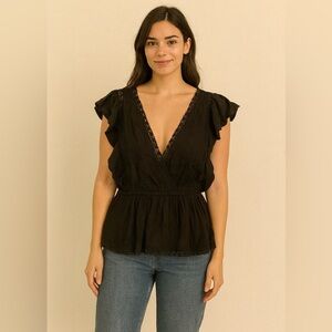 Abercrombie & Fitch Elegant Black Lace Trimmed Women's Top.      Size-Small